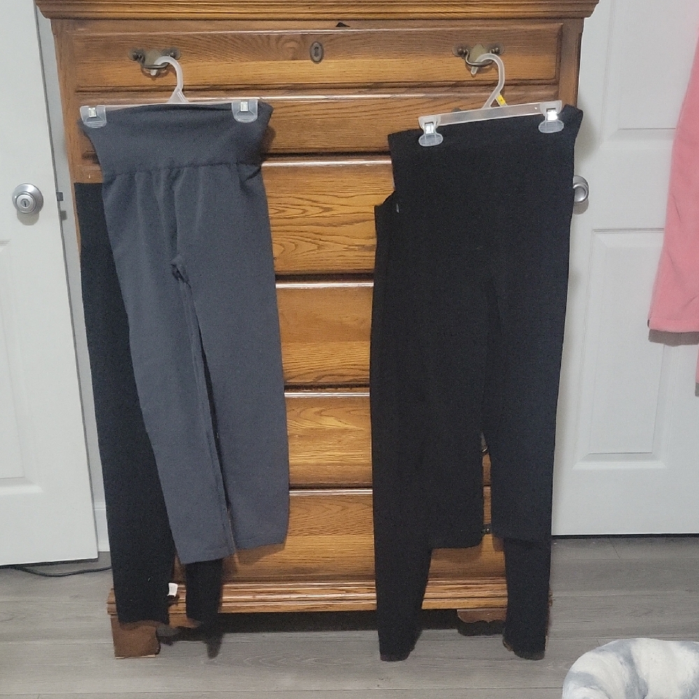 High-Waist Black and Charcoal Leggings Duo